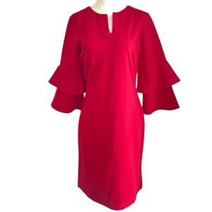 J. McLaughlin Letty Solid Red Tier Bell Sleeves NWT Small